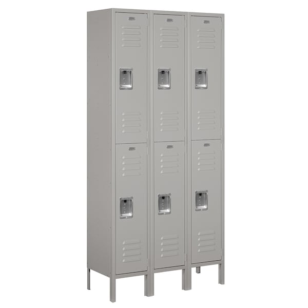 Wardrobe Locker, 36" W, 12" D, 78" H, (3) Wide, (6) Openings, Gray